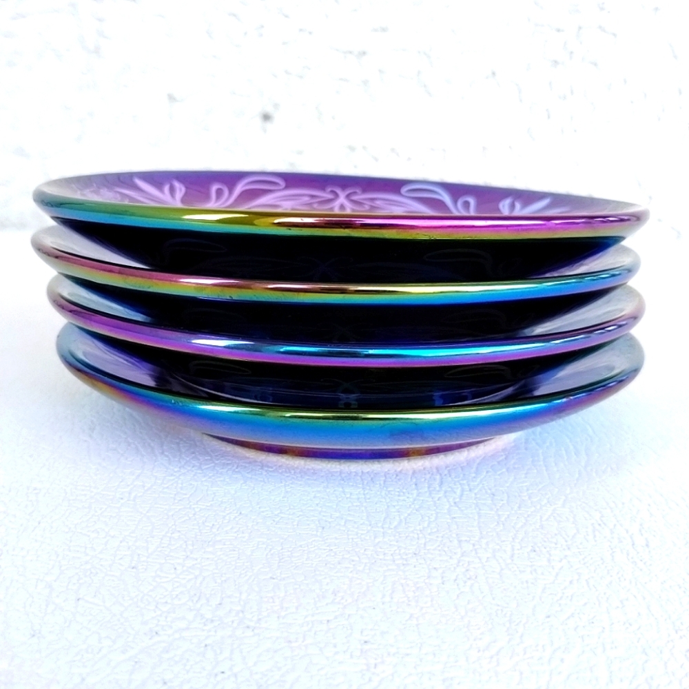 Stay For A Bite Iridescent Tidbit Plate Bat Set Of 4 Bewitched - Picture 6 of 15